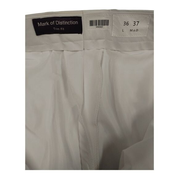 MARK OF DISTINCTION WHITE EURO SLIM FIT PANT. SIZE 36-37L. - Picture 9 of 10